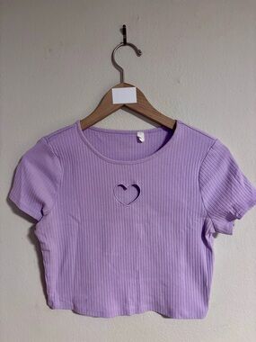 PacSun Lavender Ribbed Crop Top with Heart Cutout